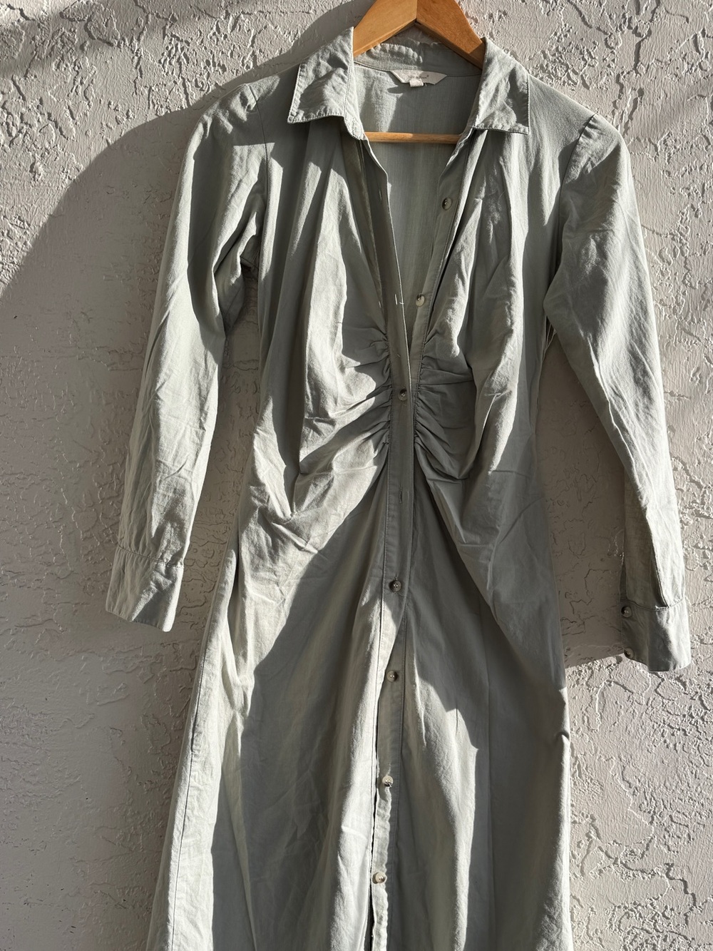 Midi Shirt Dress with Front Twist Detail - Light Sage Size SP